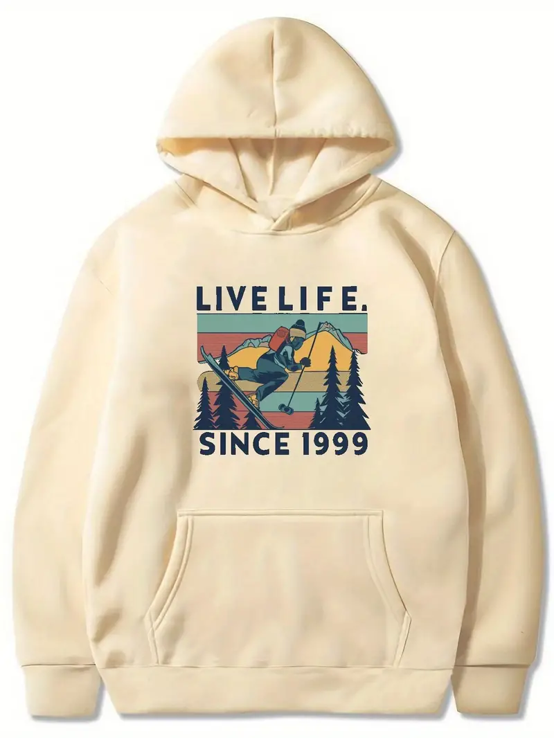 Live Life Because 1999 プリント カンガルー ポケット パーカー